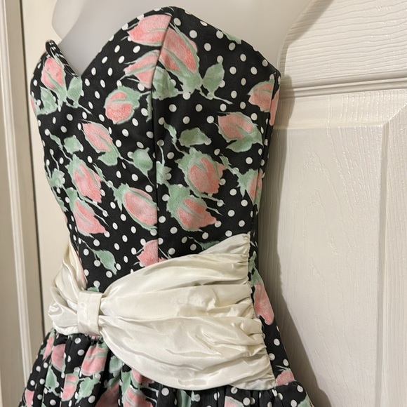 Vintage 80’s Gunne Sax Jessica McClintock Strapless Rosebud Print Dress Size 7/8 - Picture 5 of 16
